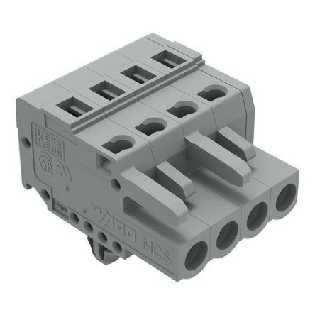 WAGO 231 Series Pluggable Connector, 4-Pole, Female, 4-Way, Snap-In, 16A [231-104/008-000]; 278-2838