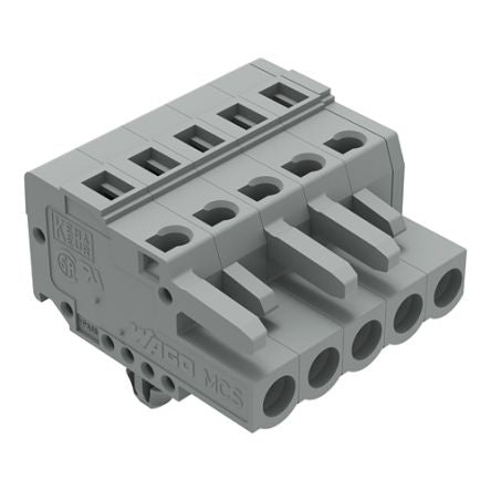 WAGO 231 Series Connector, 5-Pole, Female, 5-Way, Snap-In, 16A [231-105/008-000]; 278-2843