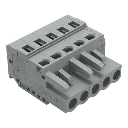 WAGO 231 Series Pluggable Connector, 5-Pole, Female, 5-Way, Plug-In, 16A [231-105/026-000]; 278-2844