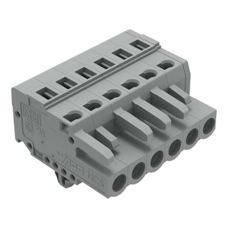 WAGO 231 Series Connector, 6-Pole, Female, 6-Way, Snap-In, 16A [231-106/008-000]; 278-2847