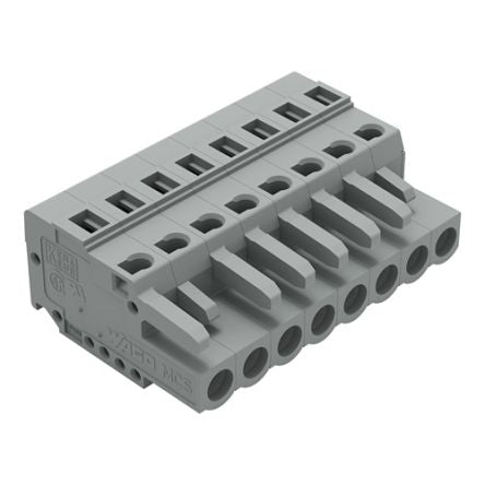 WAGO 231 Series Pluggable Connector, 8-Pole, Female, 8-Way, Plug-In, 16A [231-108/102-000]; 278-2866