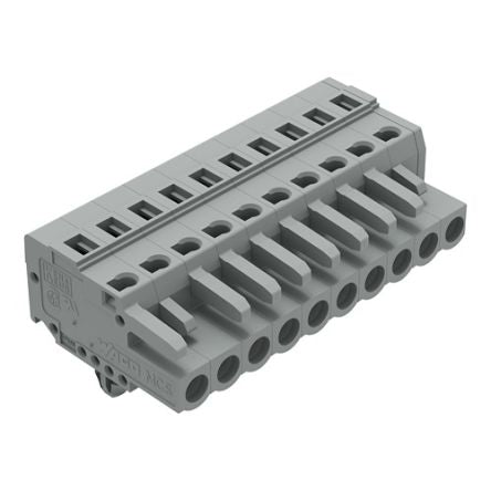 WAGO 231 Series Pluggable Connector, 10-Pole, Female, 10-Way, Snap-In, 16A [231-110/008-000]; 278-2872