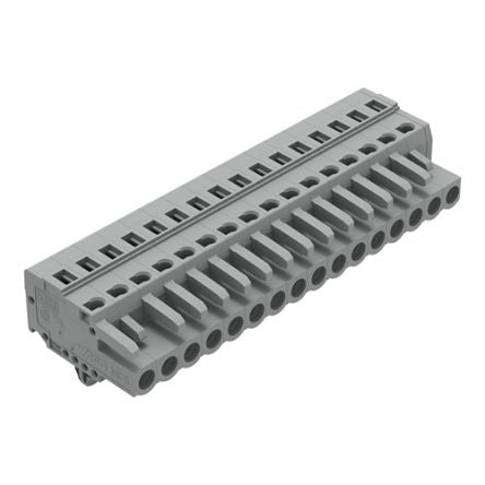 WAGO 231 Series Pluggable Connector, 16-Pole, Female, 16-Way, Snap-In, 16A [231-116/008-000]; 278-2910