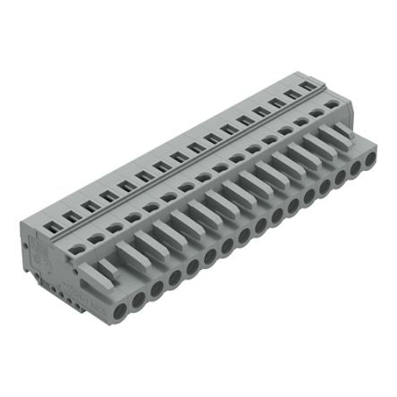 WAGO 231 Series Connector, 16-Pole, Female, 16-Way, Snap-In, 16A [231-116/026-000]; 278-2911