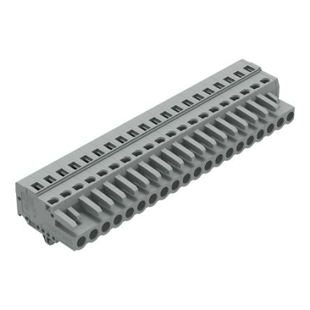 WAGO 231 Series Pluggable Connector, 20-Pole, Female, 20-Way, Snap-In, 16A [231-120/008-000]; 278-2933