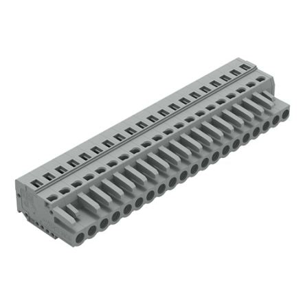 WAGO 231 Series Pluggable Connector, 20-Pole, Female, 20-Way, Snap-In, 16A [231-120/026-000]; 278-2935