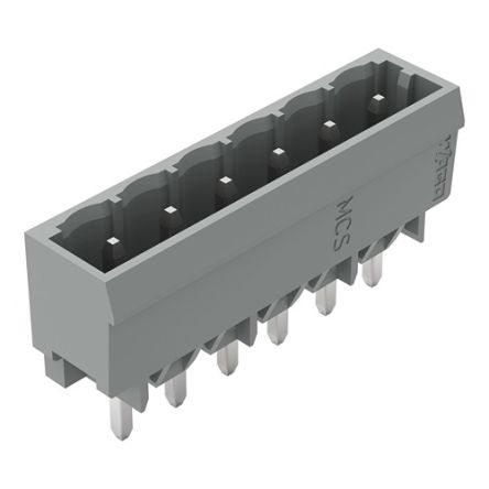 WAGO 231 Series Straight Horizontal and Vertical Mount Header, 6 Contact(s), 1.2 mm Pitch, 1 Row(s), Unshrouded [231-166/001-000]; 278-2994