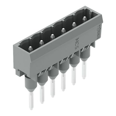 WAGO 231 Series Straight Rail Header, 6 Contact(s), 1.2 mm Pitch, 1 Row(s), Unshrouded [231-166/003-000]; 278-2995
