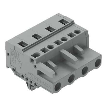 WAGO 231 Series Pluggable Connector, 4-Pole, Female, 4-Way, Snap-In, 16A [231-204/008-000]; 278-3023