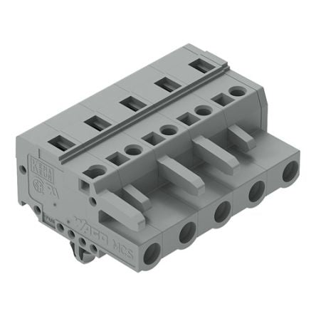 WAGO 231 Series Pluggable Connector, 5-Pole, Female, 5-Way, Panel Mount, Snap In Mount, 16A [231-205/008-000]; 278-3027