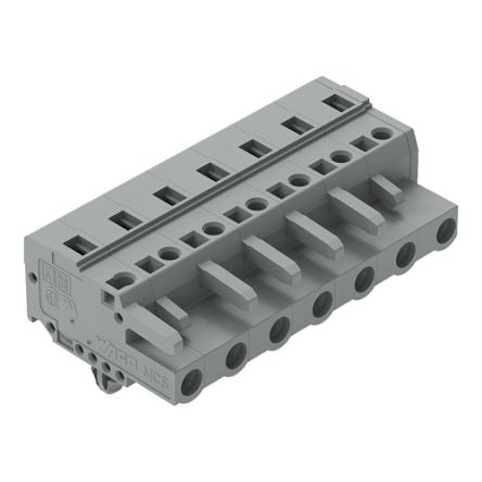 WAGO 231 Series Pluggable Connector, 7-Pole, Female, 7-Way, Panel Mount, Snap In Mount, 16A [231-207/008-000]; 278-3036