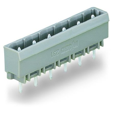 WAGO 231 Series Straight PCB PCB Header, 6 Contact(s), 7.5 mm Pitch, 1 Row(s), Shrouded [231-268/001-000]; 278-3121