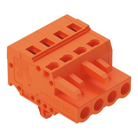 WAGO 231 Series Pluggable Connector, 4-Pole, Female, 4-Way, Snap-In, 16A [231-304/008-000]; 278-3136