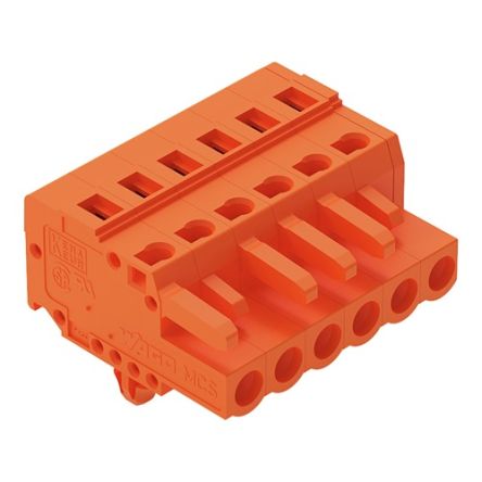 WAGO 231 Series Pluggable Connector, 6-Pole, Female, 6-Way, Snap-In, 16A [231-306/008-000]; 278-3148