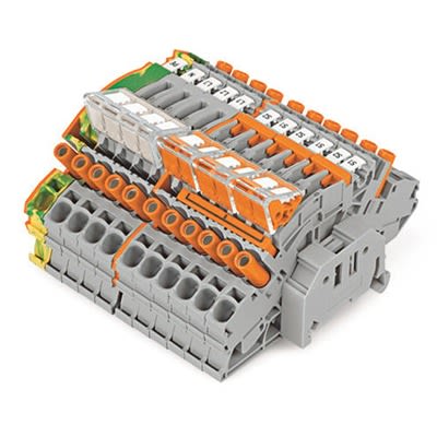 WAGO 2007-8873 TOPJOB S Series Green, Yellow, 6mm², 1-Level, Push-In Cage Clamp Termination [2007-8873]; 278-3316