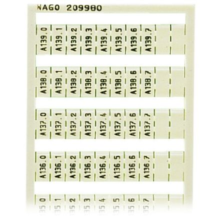 WAGO, 209 Marker Strip for use with  for use with Terminal Blocks [209-980]; 278-3835
