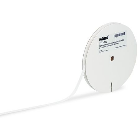 WAGO Halogen Free Heat Shrink Tube, White 3.2mm Sleeve Dia. x 20m Length 2:1 Ratio, 211 Series [211-501]; 278-4037