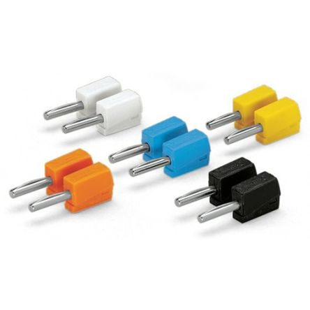 WAGO Black, Blue, Orange, White, Yellow Male Banana Plug, 4 mm Connector, Cage Clamp Termination, 20A, 42V [215-111]; 278-4058