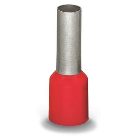 WAGO, 216 Insulated Bootlace Ferrule, 12mm Pin Length, 4.5mm Pin Diameter, Red [216-209]; 278-4067