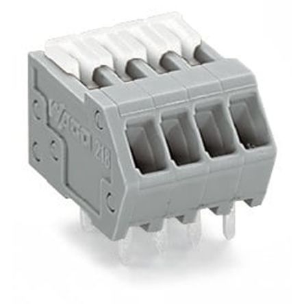 WAGO 218 Series PCB Terminal Block, 2-Contact, 2.54mm Pitch, PCB Mount, 1-Row, Cage Clamp Termination [218-502]; 278-4103