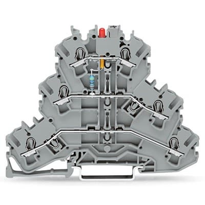 WAGO 2002-3221/1000-434 TOPJOB S Series Grey, 2.5mm², 3-Level, Push In Termination [2002-3221/1000-434]; 278-7559