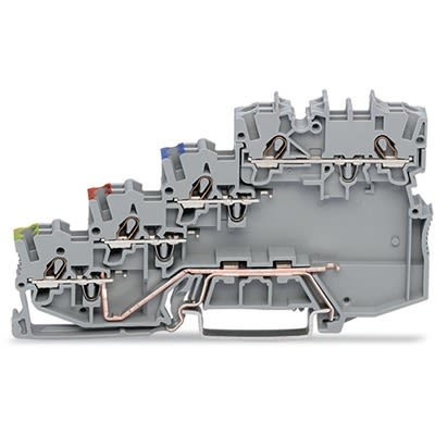WAGO 2000-5417 TOPJOB S Series Grey, 1mm², 4-Level, Push-In Cage Clamp Termination [2000-5417]; 278-8006
