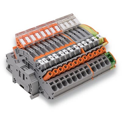 WAGO 2007-8874 TOPJOB S Series Grey, Orange, 6mm², 1-Level, Push In Termination [2007-8874]; 278-8317