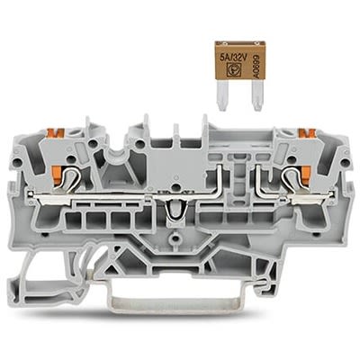 WAGO 2202-1681 TOPJOB S Series Grey, 2.5mm², 1-Level, Push In Termination, Fused, CSA [2202-1681]; 278-8437