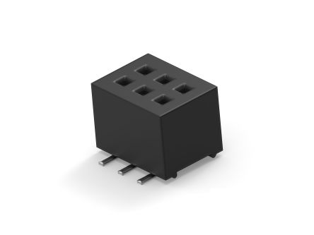 TE Connectivity 1MM-R Series Vertical Board Mount PCB Socket, 6-Contact, 2-Row, 1mm Pitch, Surface Mount Termination [1MM-R-D03-VS-00-F-TRP]; 278-8579