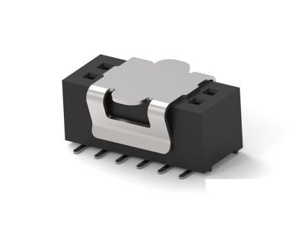 TE Connectivity 1MM-R Series Vertical Board Mount PCB Socket, 6-Contact, 2-Row, 1mm Pitch, Surface Mount Termination [1MM-R-D03-VS-00-H-TRP]; 278-8582