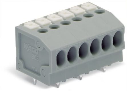 WAGO 805 Series PCB Terminal Block, 13-Contact, 3.5mm Pitch, PCB Mount, 1-Row, Push-In Cage Clamp Termination [805-113]; 279-1602