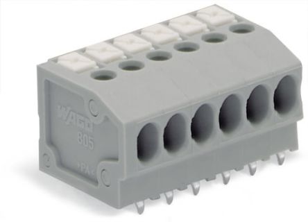 WAGO 805 Series PCB Terminal Block, 12-Contact, 3.5mm Pitch, PCB Mount, 1-Row, Push-In Cage Clamp Termination [805-162]; 279-1613