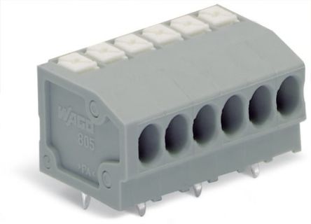 WAGO 805 Series PCB Terminal Block, 12-Contact, 3.5mm Pitch, PCB Mount, 1-Row, Push-In Cage Clamp Termination [805-312]; 279-1624