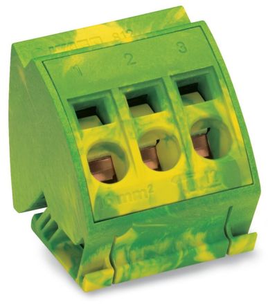 WAGO 812 Series Terminal Block, 3-Way, 14 → 6 AWG Wire, Cage Clamp Termination [812-110]; 279-1682