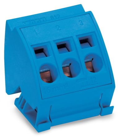 WAGO 812 Series Terminal Block, 3-Way, 96A, 14 → 6 AWG Wire, Cage Clamp Termination [812-112]; 279-1684