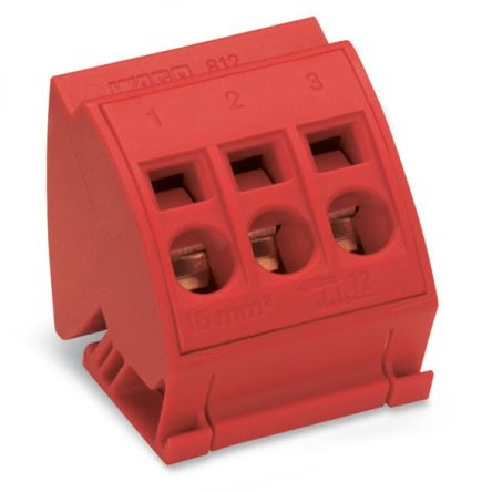 WAGO 812 Series Terminal Block, 3-Way, 96A, 14 → 6 AWG Wire, Cage Clamp Termination [812-113]; 279-1686