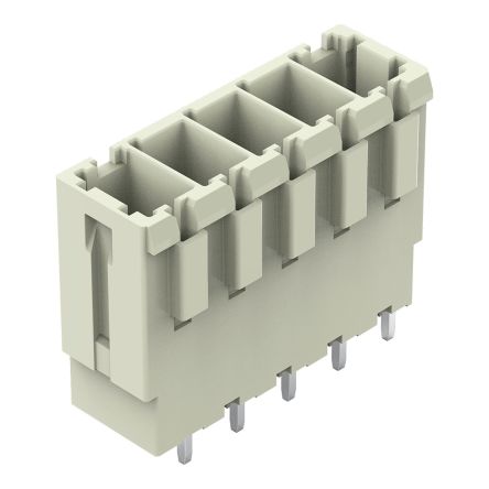 WAGO 831 Series Straight PCB PCB Header, 5 Contact(s), 7.62 mm Pitch, 1 Row(s), Shrouded [831-3605]; 279-2344