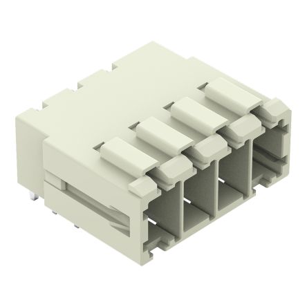 WAGO 831 Series Angled PCB PCB Header, 4 Contact(s), 7.62 mm Pitch, 1 Row(s), Shrouded [831-3624]; 279-2351