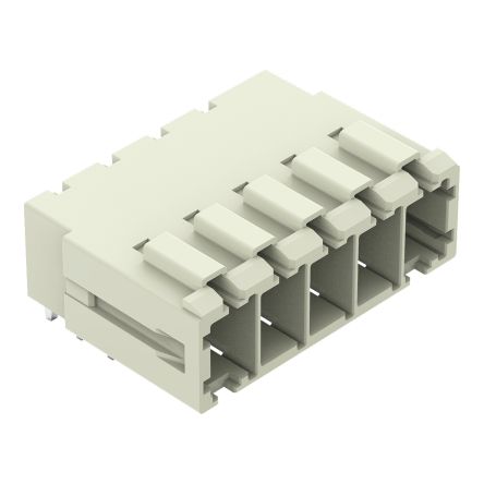 WAGO 831 Series Angled PCB PCB Header, 5 Contact(s), 7.62 mm Pitch, 1 Row(s), Shrouded [831-3625]; 279-2352