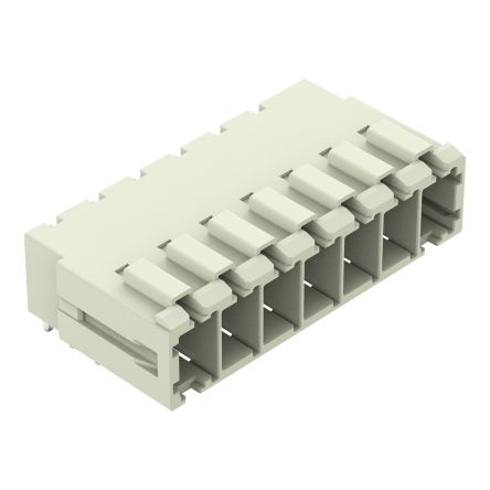WAGO 831 Series Angled PCB PCB Header, 7 Contact(s), 7.62 mm Pitch, 1 Row(s), Shrouded [831-3627]; 279-2354