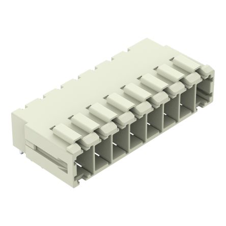 WAGO 831 Series Angled PCB PCB Header, 8 Contact(s), 7.62 mm Pitch, 1 Row(s), Shrouded [831-3628]; 279-2355