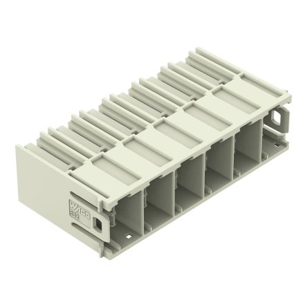 WAGO 832 Series Angled PCB PCB Header, 6 Contact(s), 10.16 mm Pitch, 1 Row(s), Shrouded [832-3626]; 279-2373
