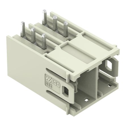 WAGO 832 Series Angled PCB PCB Header, 2 Contact(s), 10.16 mm Pitch, 1 Row(s), Shrouded [832-3642]; 279-2374