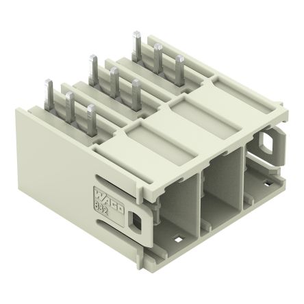 WAGO 832 Series Angled PCB PCB Header, 3 Contact(s), 10.16 mm Pitch, 1 Row(s), Shrouded [832-3643]; 279-2375