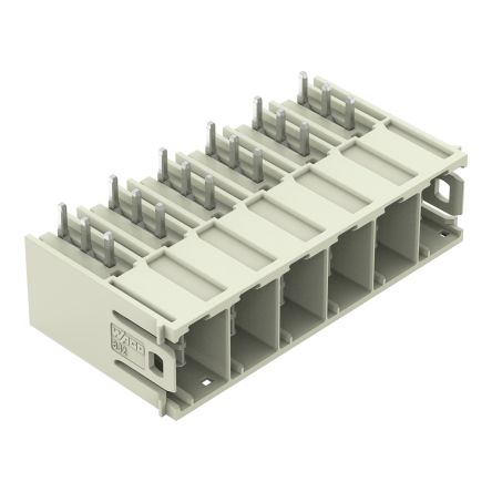 WAGO 832 Series Angled PCB PCB Header, 6 Contact(s), 10.16 mm Pitch, 1 Row(s), Shrouded [832-3646]; 279-2378