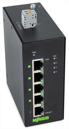 WAGO Unmanaged 5 Port Industrial Ethernet Switch RJ-45 [852-1411/000-001]; 279-2409