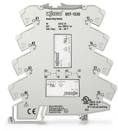 WAGO DIN Rail Relay, 10mA Switching Current [857-1330]; 279-2512