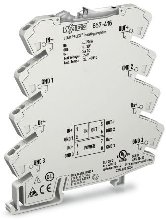 WAGO 857 Series Signal Conditioner, Current Input, Voltage Output, 24V dc Supply [857-416]; 279-2526