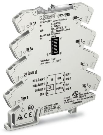 WAGO 857 Series Signal Conditioner, Current Input, Current, Voltage Output, 24V dc Supply [857-550]; 279-2529