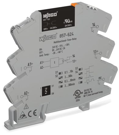 WAGO 857 Series Solid State Relay, 2 A Load, DIN Rail Mount, 24 V ac/dc Load [857-624]; 279-2532